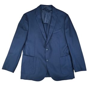 Boss Hugo Boss Navy Blue Men's Size 44R Wool 2 Button Blazer Travel Jacket